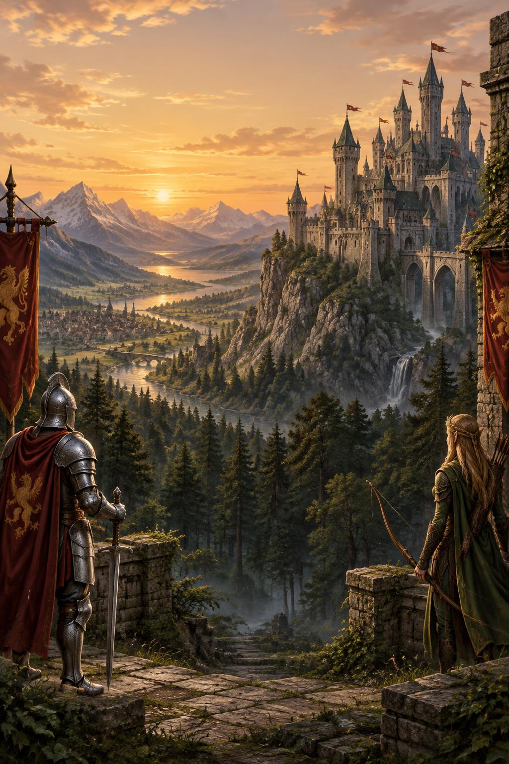 Thornvyr keep with its knight and ranger defenders